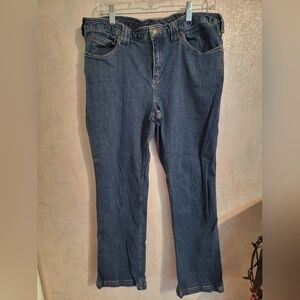 Duluth Trading Co Women's Carpenter Work Jeans Boot Cut - Dark Blue Sz 18 X 31